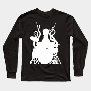 Octopus plays drums white version Long Sleeve T-Shirt